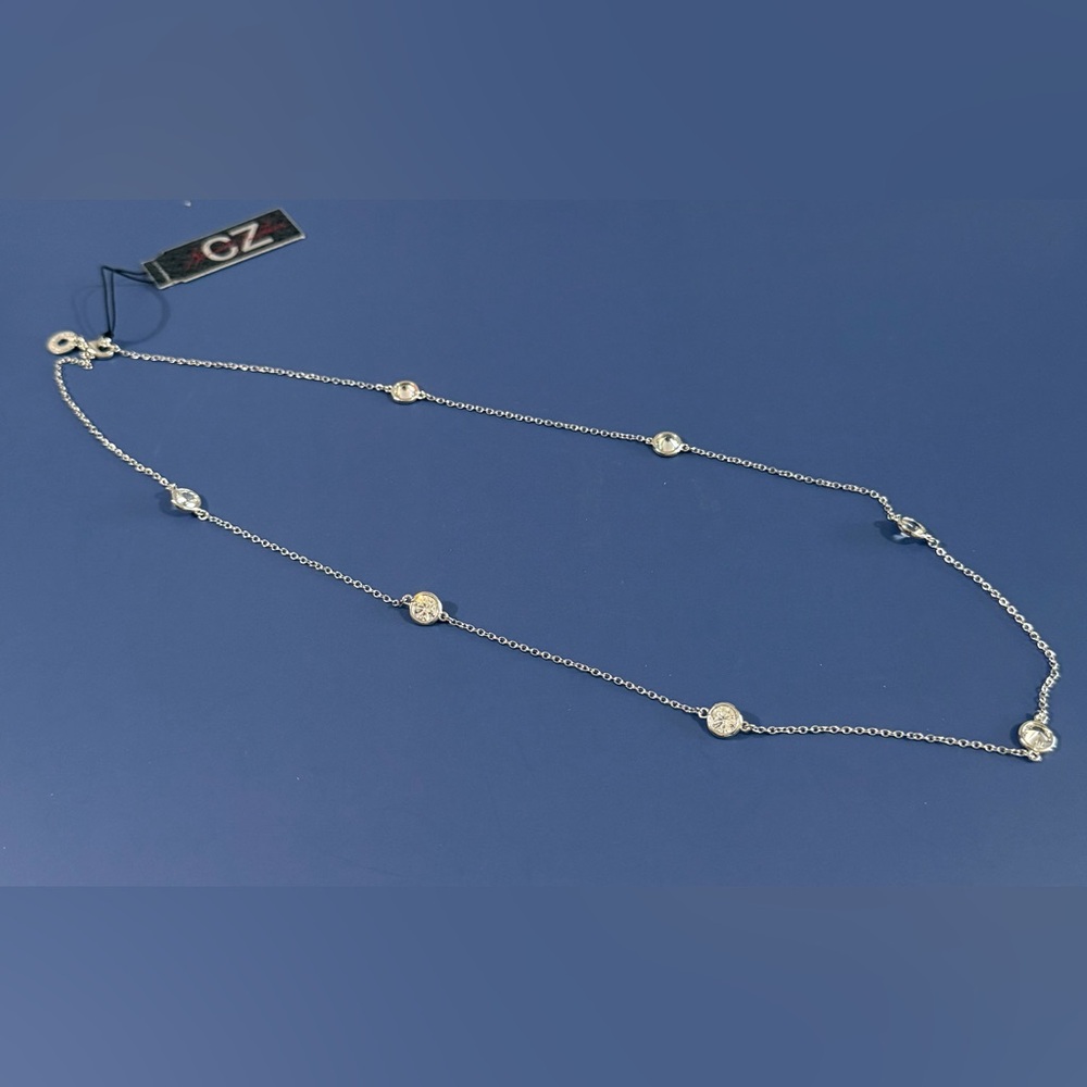 NWT Kenneth Jay Lane Elegant Silver CZ Necklace.